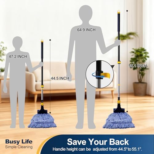 Yocada Looped-End String Wet Mop Heavy Duty Cotton Mop 55.1 inch - Image 4