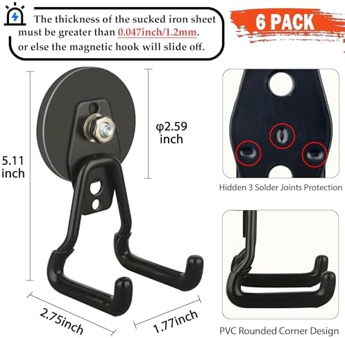 ULIBERMAGNET Upgraded Large Magnetic Hooks, Strong Heavy Duty Magnet Hooks - Image 2