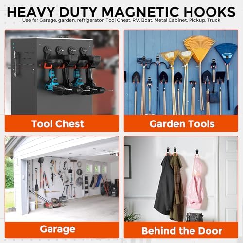 4 Pcs Large Strong Magnetic Hooks Heavy Duty Garage Big Magnet Hooks Extra - Image 7