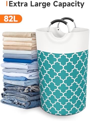 Large Laundry Basket, 82L Tall Collapsible Hamper - Image 5