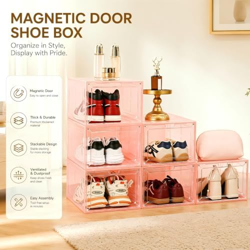 Translucent Pink Shoe Storage Box, 2026 2nd Gen Thickened Hard Plastic - Image 3
