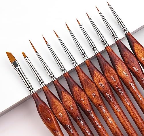 Golden Maple Miniature Model Paint Brushes-10pcs Micro Detail Paint Brush Set by goldenmaple