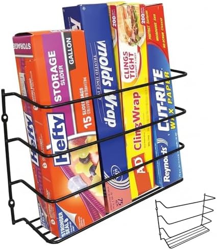 Evelots Kitchen Wrap & Food Bag Organizer Basket, Wall or Cabinet Door Mount by Evelots
