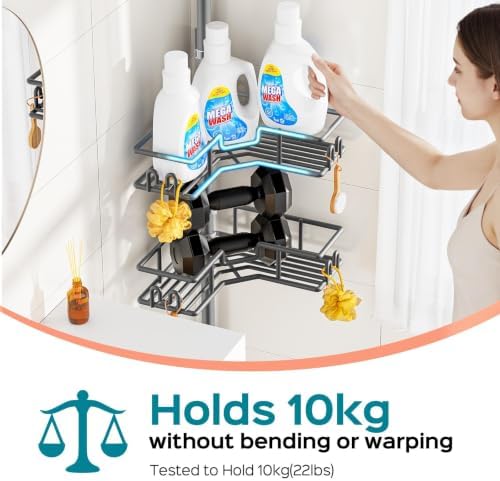 HAMITOR Adjustable Bathroom Storage, 4-Tier Tension Pole Shower Caddy - Image 5