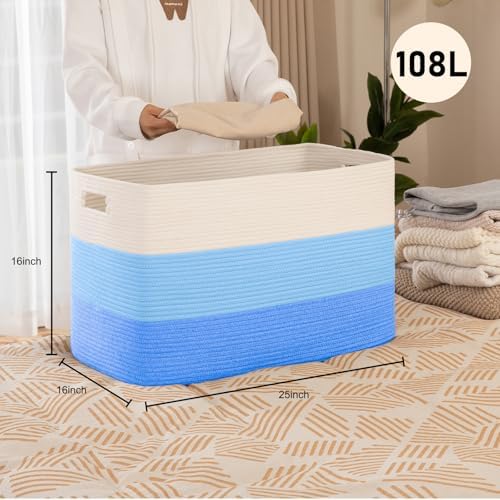 OIAHOMY 108L Extra Large Blanket Basket Dog Toy Basket Gradient Light Blue - Image 2