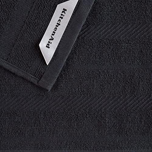 KitchenAid Albany Dishcloth 8 Pack Set, Matte Black/White - Image 3