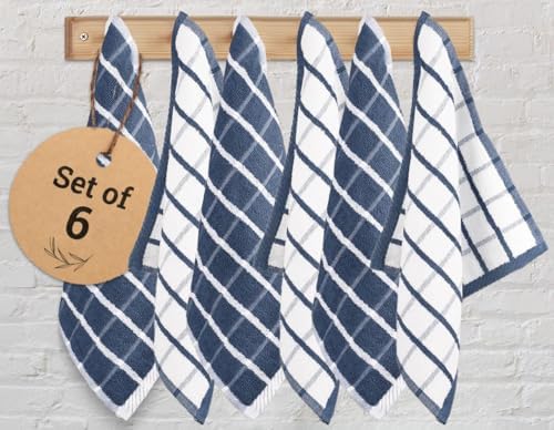 Urban Villa Kitchen Towels Cotton Dish Towels 12”x12” Blue White by CottonTrends