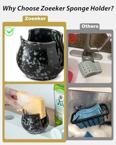 Zoeeker Kitchen Sponge Holder, Ceramic Dish Sponge Holder - Image 3