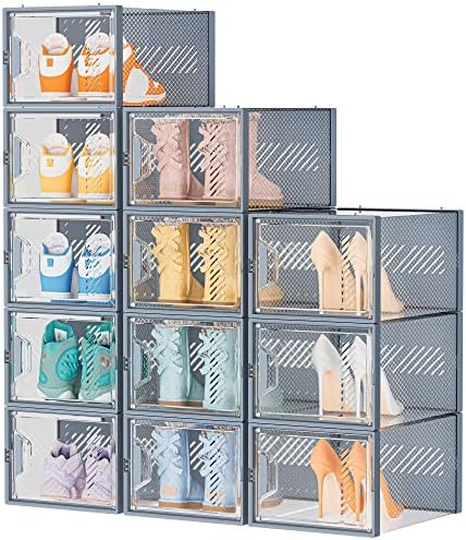 SIMPDIY XL Clear Shoe Storage Boxes, Stackable Shoe Organizer by DecorateYourHome