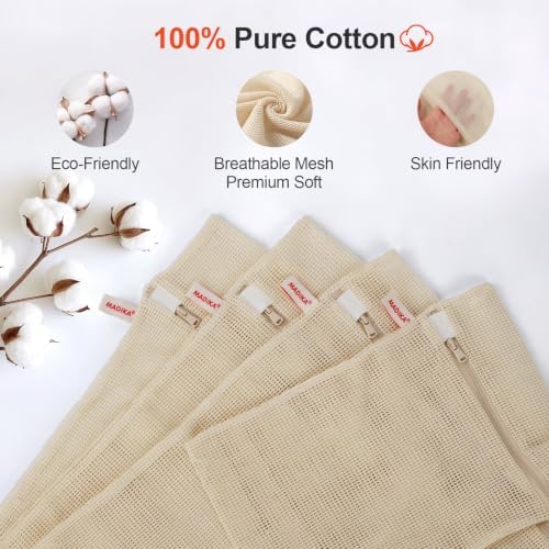 MADIKA 100% Cotton Mesh Laundry Bags, Organic Cotton Laundry bags, No Dye - Image 4