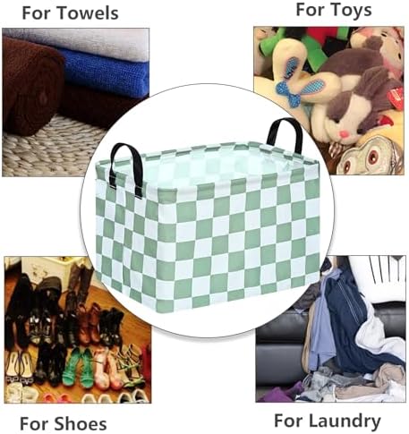 MAIZMZ Sage Checkered Storage Basket Baby Toys Organizer Bins Decorative Gifts - Image 5