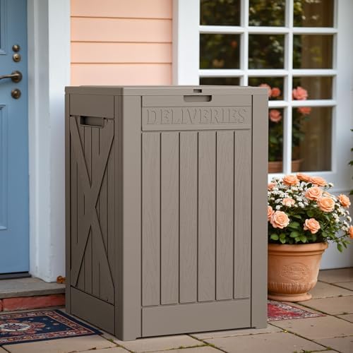 Greesum 52 Gallon Large Outdoor Package Delivery Box, Light Coffee - Image 5