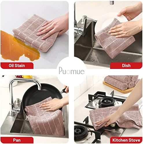 Puomue Microfiber Kitchen Towels and Dishcloths Set, 26 x 18 Inch and 12 x 12 - Image 3