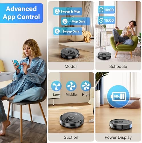 Tikom Robot Vacuum and Mop Combo, 5000Pa Robotic Vacuum Cleaner, 150 Min Max - Image 4
