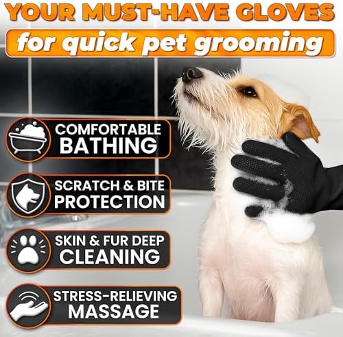 Cat and Dog Washing Gloves, 1 Pair, 11.6 in, Soft Silicone - Image 4
