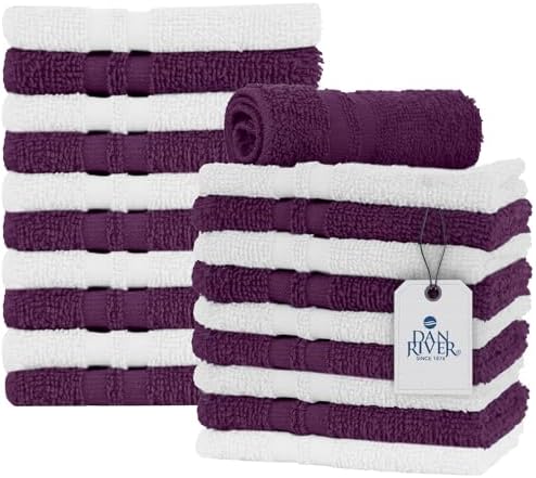 DAN RIVER 100% Cotton Washcloths 20 Pack Premium Quality Face and Body Cloth by DanRiver
