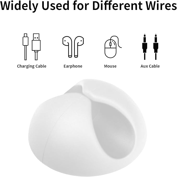 12PCS White Adhesive Cable Clips Cord Organizer - Image 3