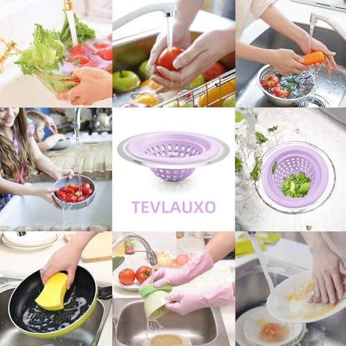 Silicone Strainer for Kitchen Sink, 2 Pack, Stainless Steel Reinforced - Image 5