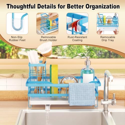 Sponge Holder for Kitchen Sink, Self-draining Sink Caddy - Image 6