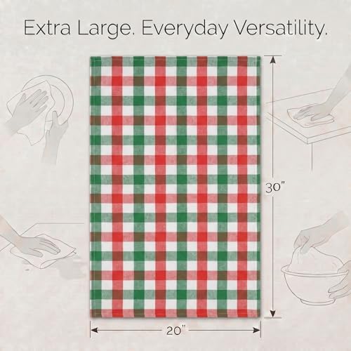 Urban Villa Kitchen Towels Cotton Dish Towels 20”x30”Red/Grn/Wht - Image 3