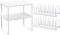 Marsui 4 Pcs Kitchen Organizer Accessories Set Cabinet Organizer Shelf and Bamboo Dish Drying Plate Rack Counter Shelves Storage Holder for Spice Rack, Dish, Pot Lid, Bowl, Cup (White)