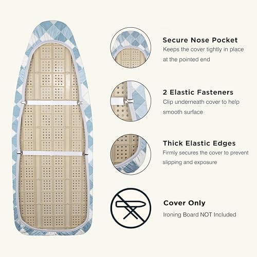 UniSimp Ironing Board Cover and Pad 18"x49" Extra Thick Natural Cotton - Image 4