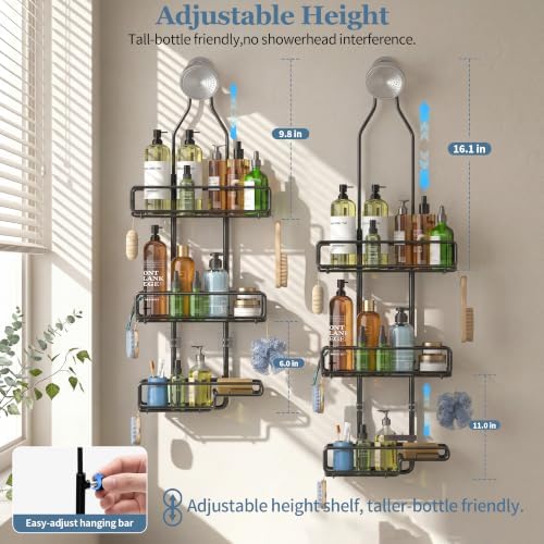 Skyapex Shower Caddy Hanging Bathroom Organizer: Over Head Adjustable Rack - Image 3