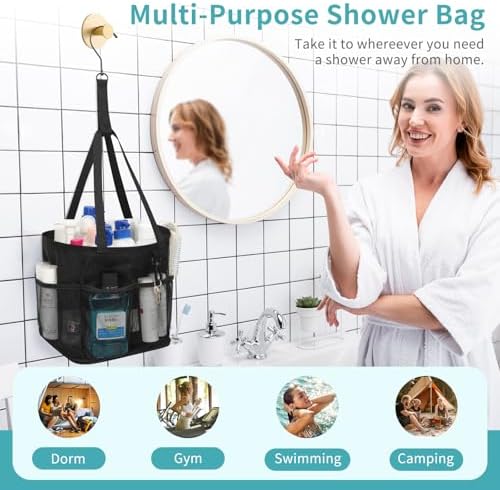 Mesh Shower Caddy Portable for College Dorm Room Essentials, Shower Tote Bag - Image 6