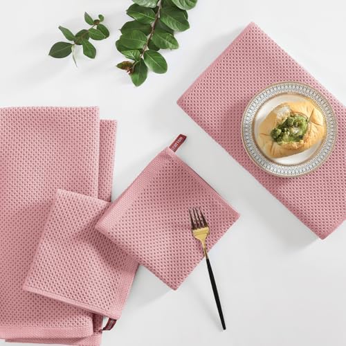 Homaxy 10 Pack 100% Cotton Kitchen Towels and Dishcloths Set, Dried Roses - Image 6