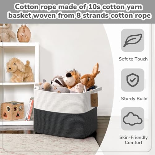 Goodpick 50L Large Woven Rope Storage Basket, Dark Gray - Image 4