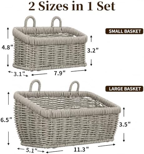 Wall Hanging Baskets, 2 Pack Woven Wicker Baskets - Image 2