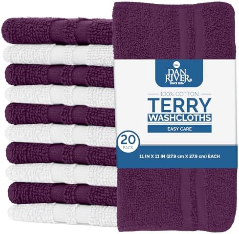 DAN RIVER 100% Cotton Washcloths 20 Pack Premium Quality Face and Body Cloth - Image 2