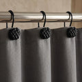 Matte Black Shower Curtain Hooks: Rust Proof Metal Curtain Rings by PopKozzi