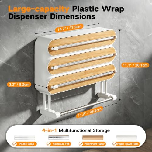 4-in-1 Wrap Dispenser with Cutter – Magnetic Kitchen Organizer - Image 2