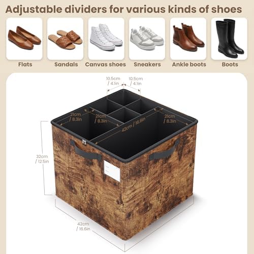 Varhomax Shoe Organizer Box for Closet, Fabric Storage Basket 2 Pack - Image 3