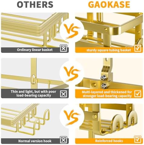 GAOKASE Aluminum Shower Caddy Hanging, Never Rust Shower Organizer - Image 3
