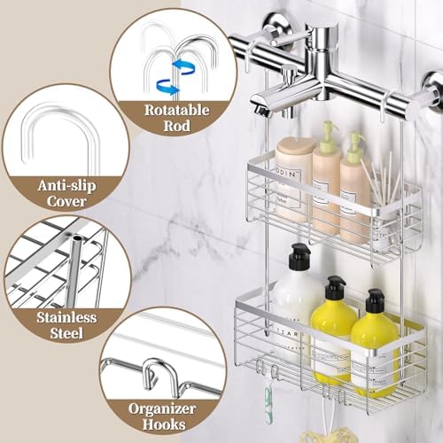 DELLAN Hanging Shower Caddy, 2-Tier Shower Rack - Image 2