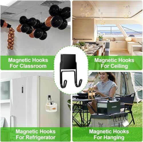 MIKEDE Magnetic Hooks 12Pcs 80lbs+ Magnet Hook Cruise Essentials Black - Image 6