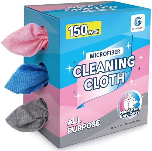 GLIMGLINT Microfiber Cleaning Cloth 150 Pack, Reusable Paper Towels 11 x 9 by Unknown
