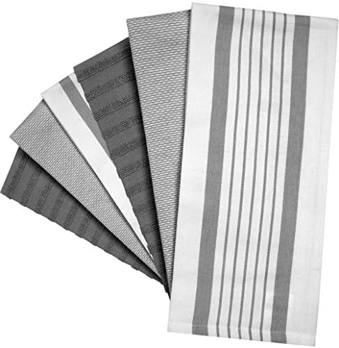 Premium Kitchen Towels 6 Pack 100% Cotton 20"x28" Dish Towels Grey Striped - Image 3