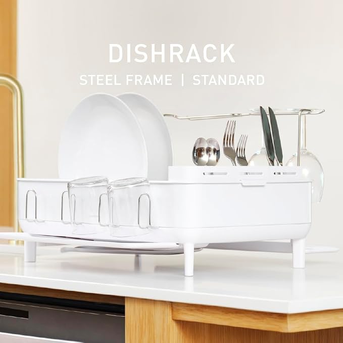 simplehuman Steel Frame Dishrack, Large Capacity Dish Drying Rack, 360º Easy - Image 2