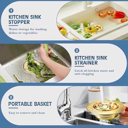 TGOSOMT Kitchen Sink Drain Strainer Stopper, Anti-Clog & Quick Drain - Image 6