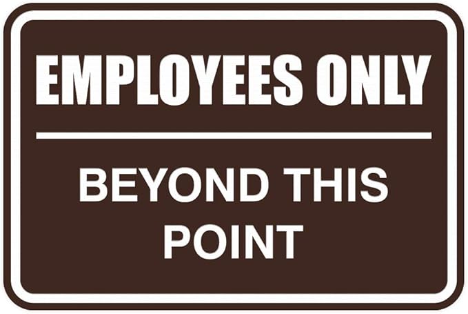 All Quality Classic Framed Employees Only Beyond This Point Wall or Door Sign | Easy to Install Business Signage - Small (Dark Brown) 1 Pack