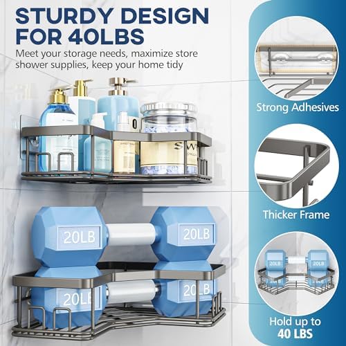 MAXIFFE 3 Pack Corner Shower Caddy - Image 4