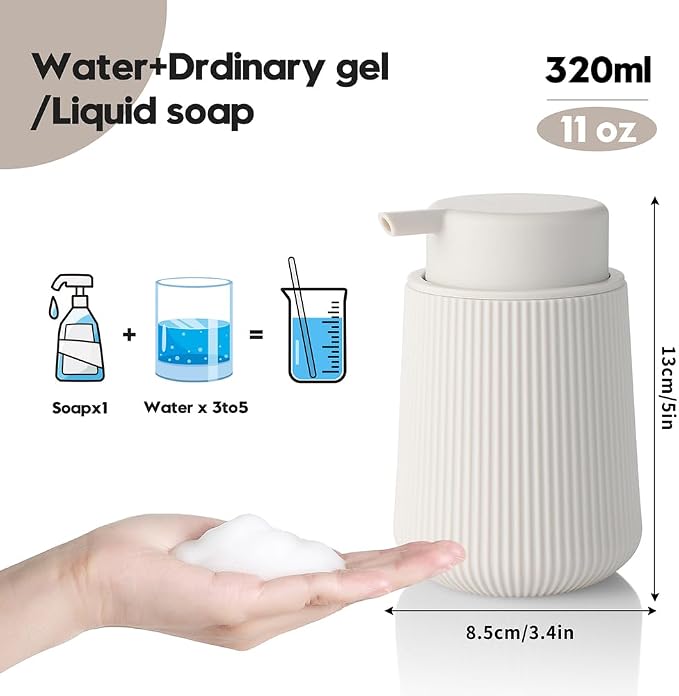 YAUKPH Striped Foaming Hand Soap Dispenser Beige | - Image 2
