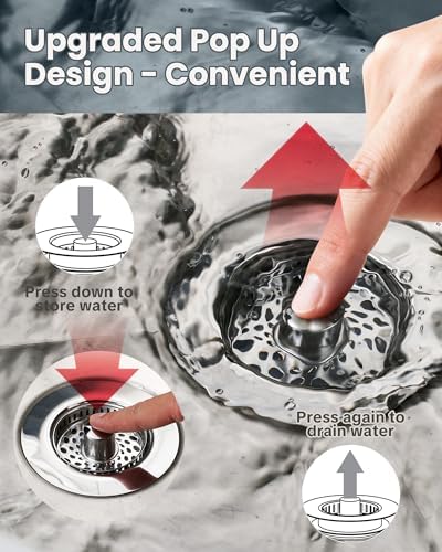 ARCORA Kitchen Sink Drain Strainer: Stainless Steel 3 in 1 Sink Stopper - Image 4