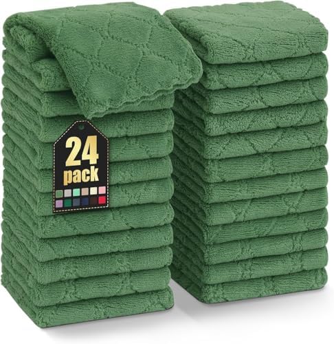 Homaxy 24 Pack Super Soft & Absorbent Dish Cloths, Grass Green by Homaxy