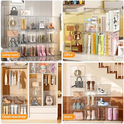 Boot Storage Organizer Tall Boots Boxes 3 Pack Clear Plastic Stackable Boot - Image 2