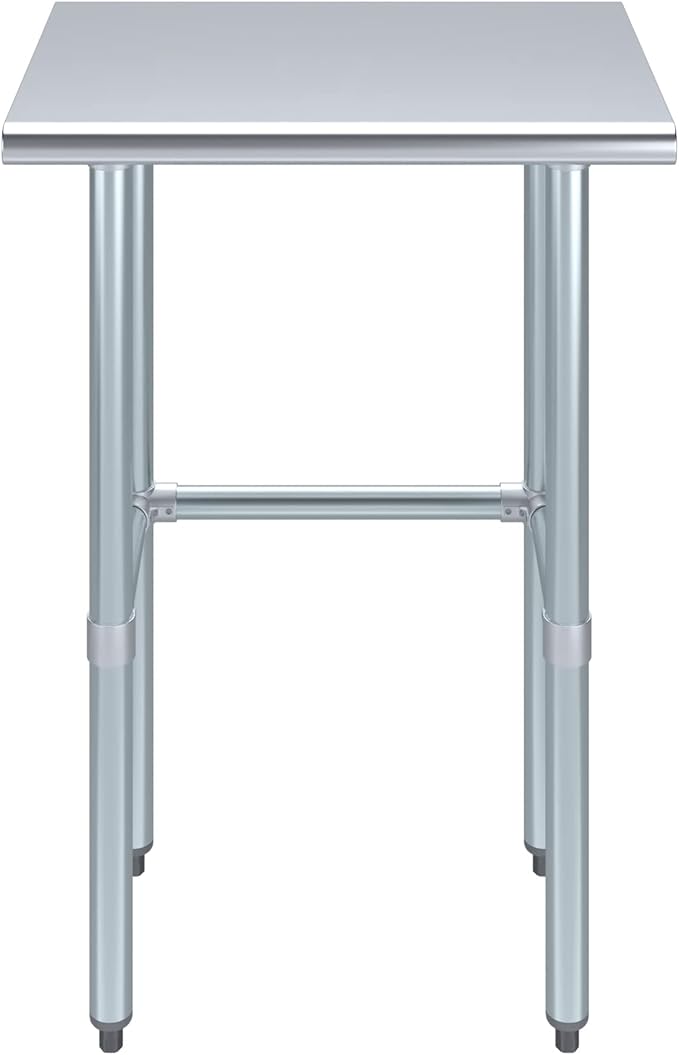 AmGood Stainless Steel Work Table Open Base | NSF Kitchen Island Food Prep | Laundry Garage Utility Bench (24" Long X 18" Deep)