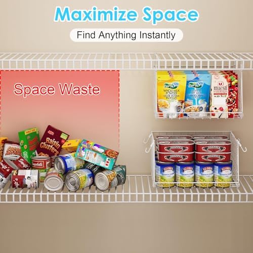 3-Pack Under Shelf Hanging Baskets Space-Saving Pantry Shelf Organizer - Image 2
